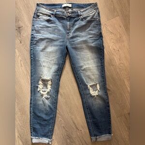 Kancan High Rise Distressed Cropped Ankle Jeans Size 15 Waist 31